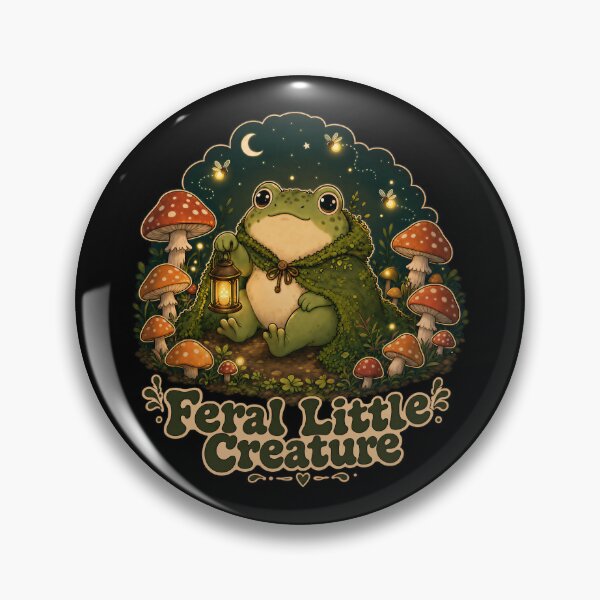 Item preview, Feral Little Creature Funny Frog Sticker — Goblincore Cottagecore Mushroom Frog Lantern Night Forest Art designed and sold by DESIGN BUREAU .