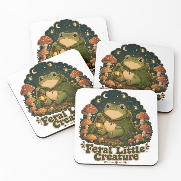 Item preview, Feral Little Creature Funny Frog Sticker — Goblincore Cottagecore Mushroom Frog Lantern Night Forest Art designed and sold by DESIGN BUREAU .