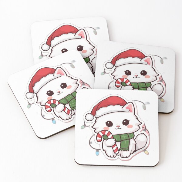 Item preview, Cute Christmas Cat Sticker – Kawaii Santa Kitty Holiday Decal designed and sold by Stickers Verse .