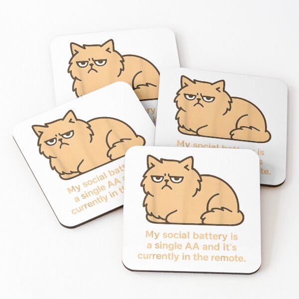Item preview, Funny Social Battery is Low Cat Grumpy Sarcastic Introvert T-Shirt designed and sold by RKdrawings.