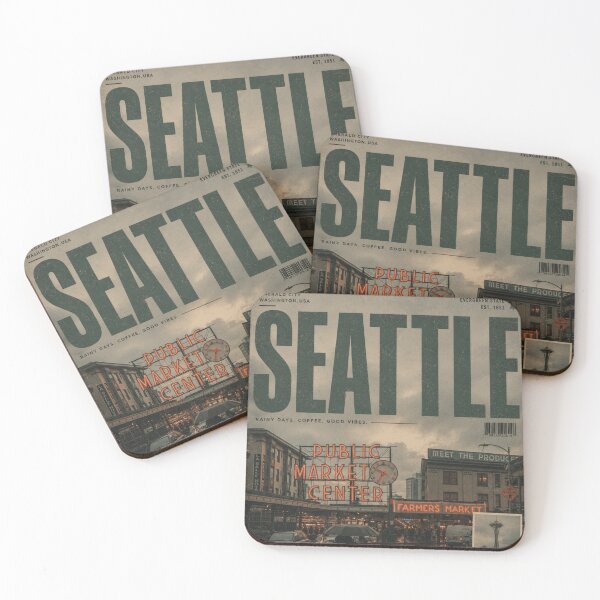 Item preview, Seattle Vintage Poster | Retro Rainy City Wall Art | Pike Place Editorial Travel Print | Moody Urban Aesthetic Decor designed and sold by Watchyyy.