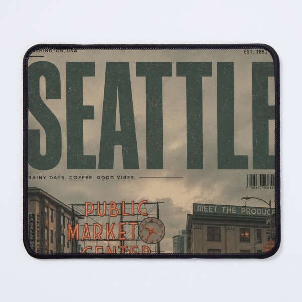 Item preview, Seattle Vintage Poster | Retro Rainy City Wall Art | Pike Place Editorial Travel Print | Moody Urban Aesthetic Decor designed and sold by Watchyyy.