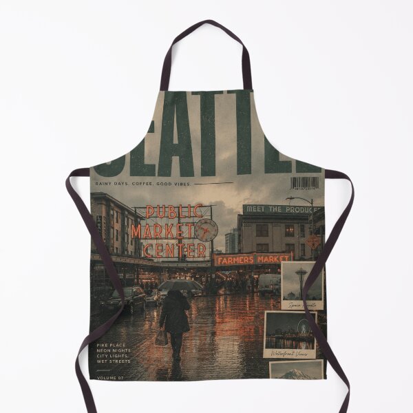 Item preview, Seattle Vintage Poster | Retro Rainy City Wall Art | Pike Place Editorial Travel Print | Moody Urban Aesthetic Decor designed and sold by Watchyyy.