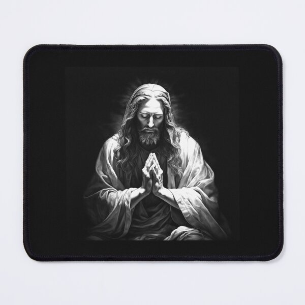 Item preview, Praying Jesus in Black and White – Christian Religious Art designed and sold by inkoutninja.