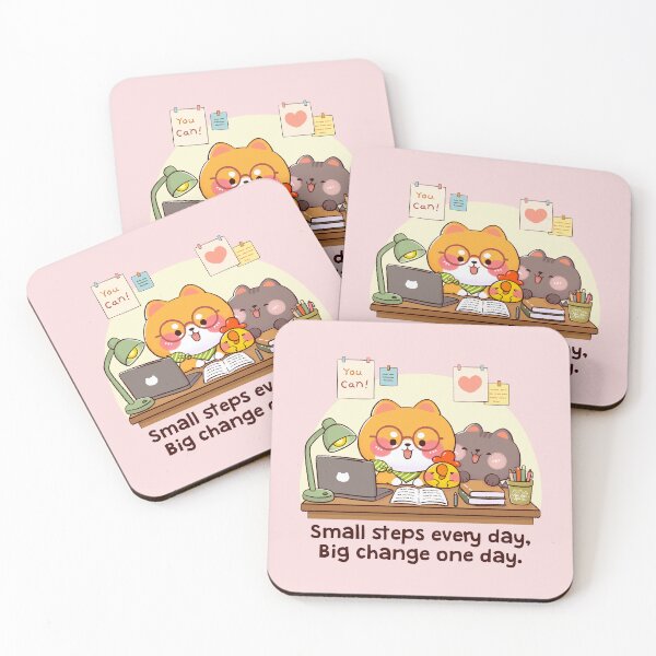 Item preview, Small Steps Every Day – Cute Shiba Inu & Friends Cozy Study Illustration designed and sold by NasDoodleArt.
