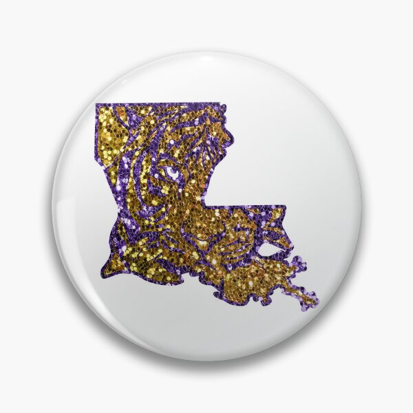 Item preview, Purple and Gold Sequins Tiger Louisiana Shape Baton Rouge designed and sold by LIBERTYMODE.