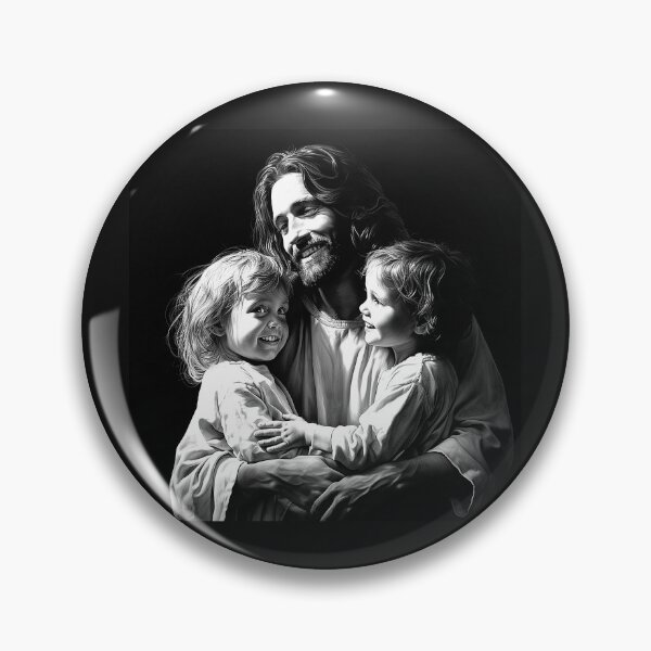 Item preview, Jesus with Children in Black and White – Christian Love and Faith Art designed and sold by inkoutninja.