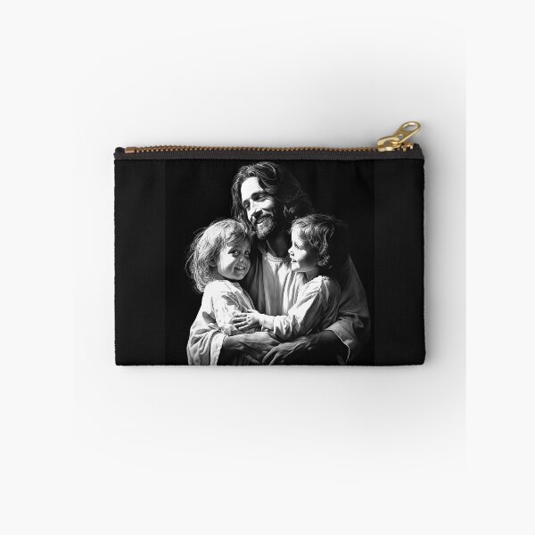 Item preview, Jesus with Children in Black and White – Christian Love and Faith Art designed and sold by inkoutninja.