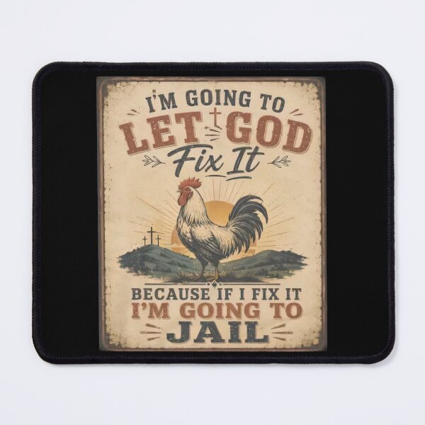 Item preview, Funny Christian Rooster Let God Fix It Retro Faith designed and sold by CCChillingfrog.