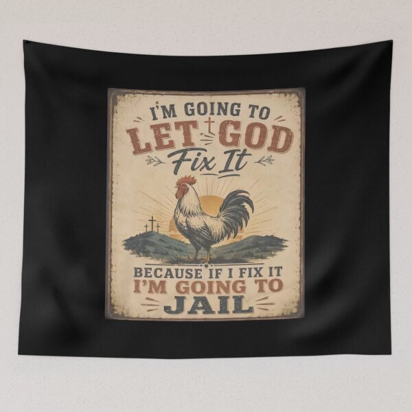 Item preview, Funny Christian Rooster Let God Fix It Retro Faith designed and sold by CCChillingfrog.