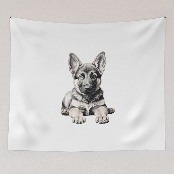 Item preview, German Shepherd Puppy Portrait – Soft Pencil Sketch Style Illustration designed and sold by SabraDD.