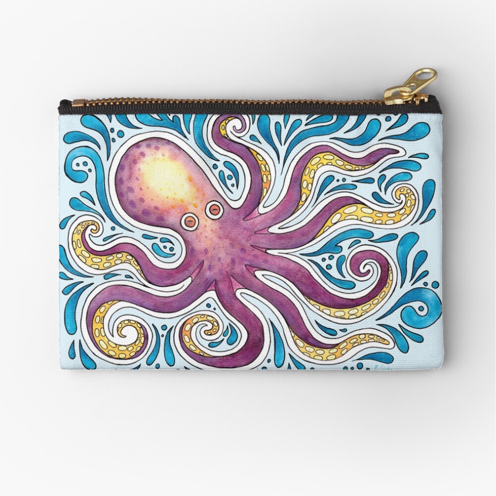 Purple Octopus Zipper Pouch
