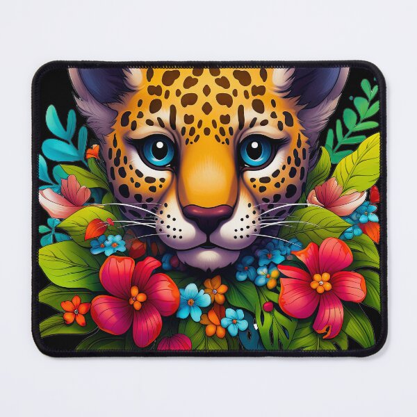 Item preview, Chibi Cute Baby Jaguar With Colorful Floral Collar designed and sold by DEC02.