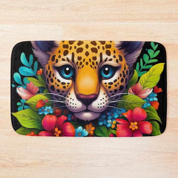 Item preview, Chibi Cute Baby Jaguar With Colorful Floral Collar designed and sold by DEC02.