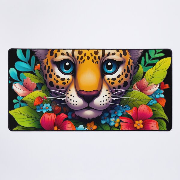 Item preview, Chibi Cute Baby Jaguar With Colorful Floral Collar designed and sold by DEC02.