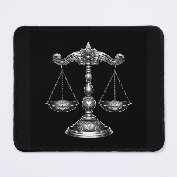 Item preview, Vintage Scales of Justice in Black and White – Law and Balance Art designed and sold by inkoutninja.