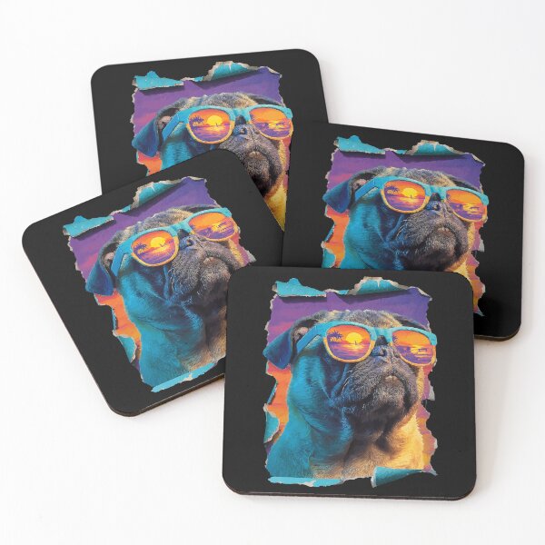 Item preview, Vibrant Pug with Sunglasses Sunset Beach Tropical Dog Summer designed and sold by Littermin.