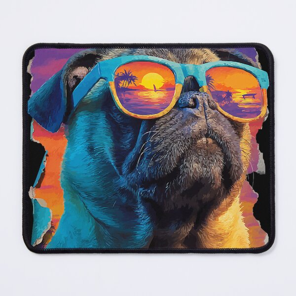 Item preview, Vibrant Pug with Sunglasses Sunset Beach Tropical Dog Summer designed and sold by Littermin.