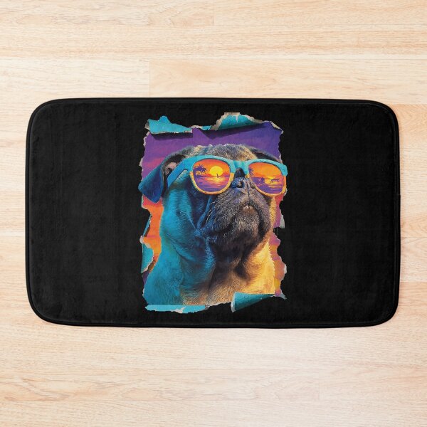 Item preview, Vibrant Pug with Sunglasses Sunset Beach Tropical Dog Summer designed and sold by Littermin.