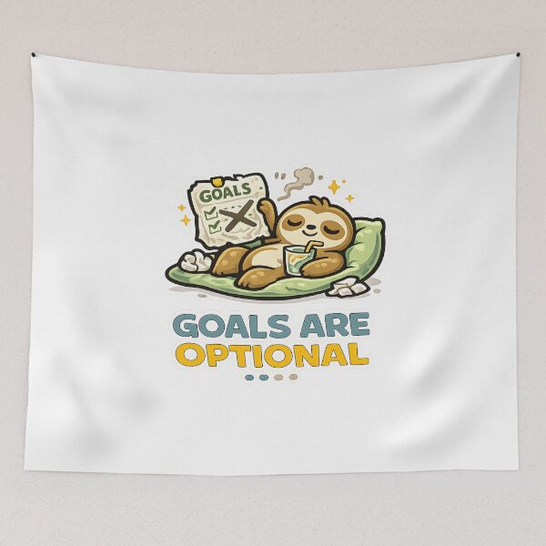 Item preview, Funny Anti Motivation Shirt Goals Are Optional Lazy Humor Tee for Introverts designed and sold by Denik Daily Crisis.