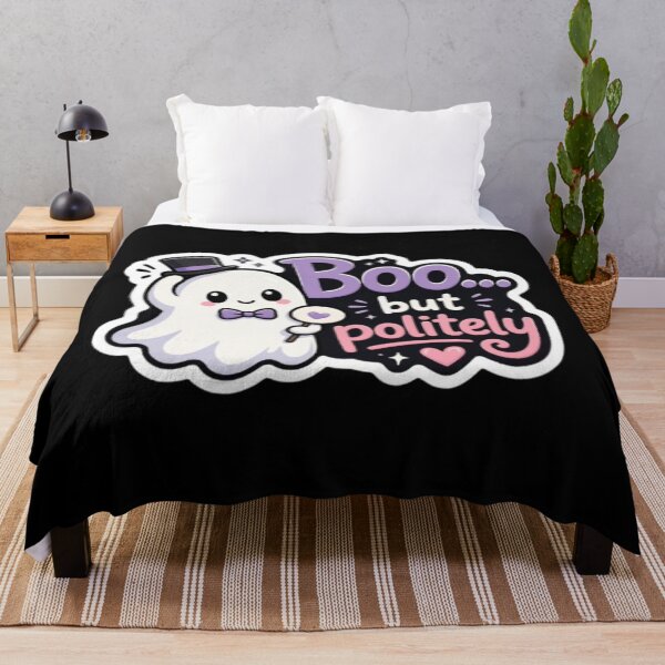 Item preview, Cute Ghost Saying Boo But Politely Funny Halloween Cartoon designed and sold by WX-ST.