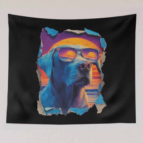Item preview, Labrador with Sunglasses Sunset Beach Tropical Dog Summer designed and sold by Littermin.