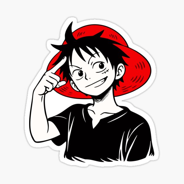 Item preview, Monkey D. Luffy Minimalist Anime Portrait - Red and Black Manga Style Art designed and sold by Pinpondesigns.