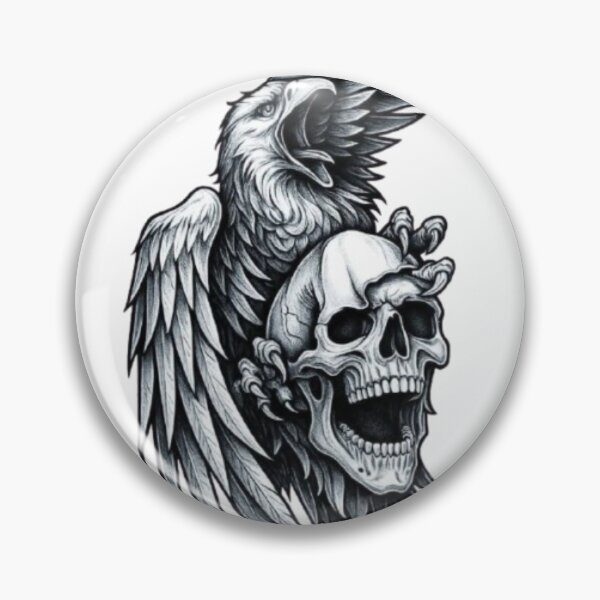 Item preview, Skeleton with Eagle Attack – Dark Fantasy Horror Art Design designed and sold by PrintWavePro.