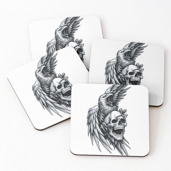 Item preview, Skeleton with Eagle Attack – Dark Fantasy Horror Art Design designed and sold by PrintWavePro.
