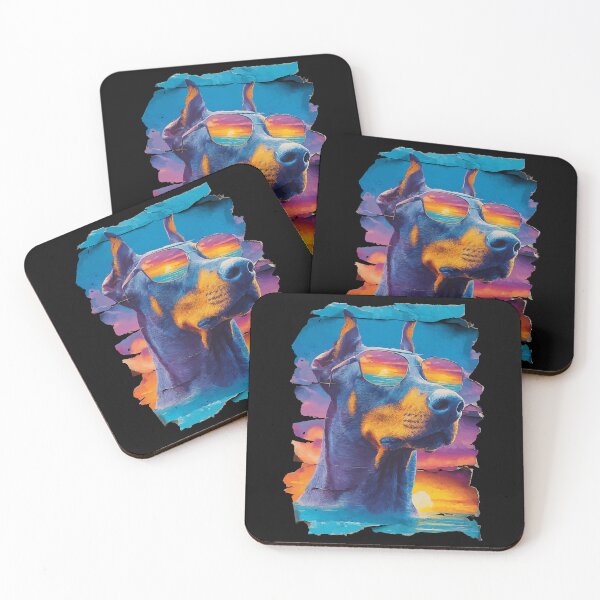 Item preview, Vibrant Doberman with Sunglasses Sunset Tropical Dog Summer designed and sold by Littermin.
