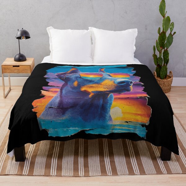 Item preview, Vibrant Doberman with Sunglasses Sunset Tropical Dog Summer designed and sold by Littermin.