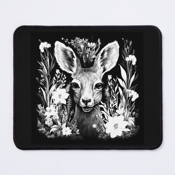 Item preview, Black and White Deer in Wildflowers – Woodland Animal Art designed and sold by inkoutninja.