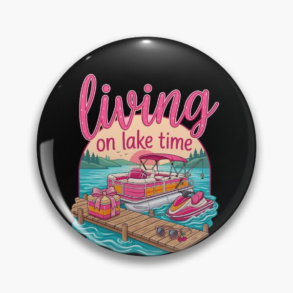 Item preview, Living On Lake Time Preppy Pink Pontoon Boat designed and sold by KroghDs.