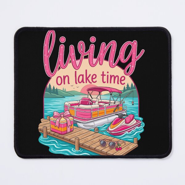 Item preview, Living On Lake Time Preppy Pink Pontoon Boat designed and sold by KroghDs.