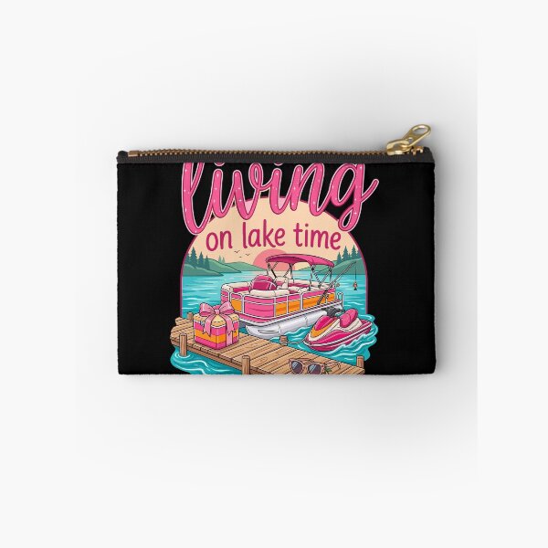 Item preview, Living On Lake Time Preppy Pink Pontoon Boat designed and sold by KroghDs.