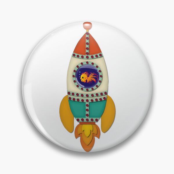 Item preview, Retro Fish the Rocketship designed and sold by ChaosAndLace.