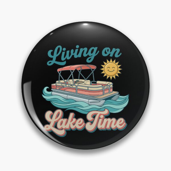 Item preview, Living On Lake Time Retro Pontoon Boat Boating designed and sold by KroghDs.