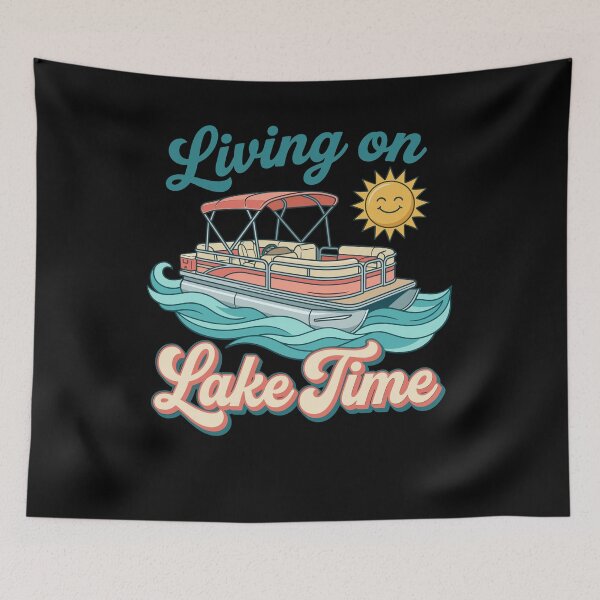 Item preview, Living On Lake Time Retro Pontoon Boat Boating designed and sold by KroghDs.