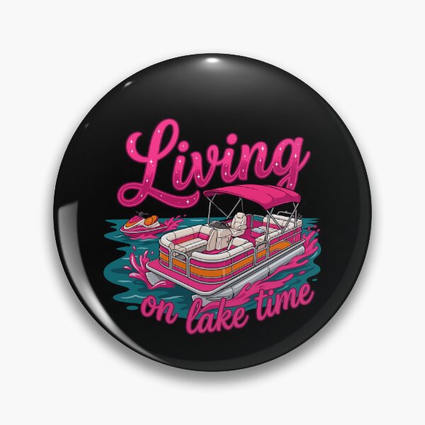 Item preview, Living On Lake Time Preppy Pink Pontoon Boat designed and sold by KroghDs.