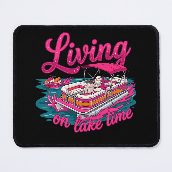 Item preview, Living On Lake Time Preppy Pink Pontoon Boat designed and sold by KroghDs.