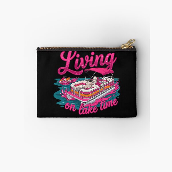 Item preview, Living On Lake Time Preppy Pink Pontoon Boat designed and sold by KroghDs.