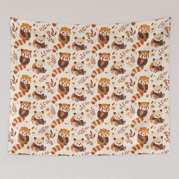 Item preview, Scandinavian Folk Art, Floral Red Panda Pattern designed and sold by xiao xuans.