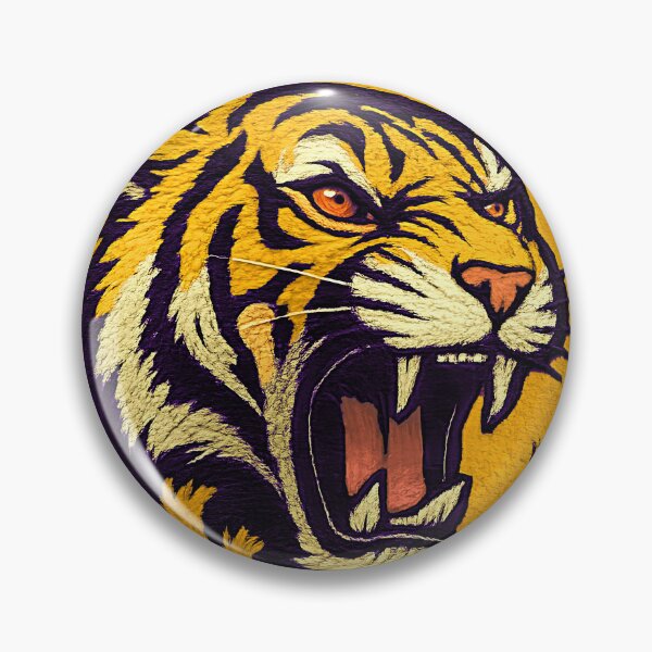 Item preview, Purple and Gold Tiger Head Shield Heraldry Patch Baton Rouge Louisiana designed and sold by LIBERTYMODE.