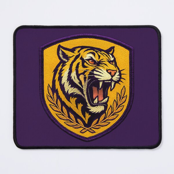 Item preview, Purple and Gold Tiger Head Shield Heraldry Patch Baton Rouge Louisiana designed and sold by LIBERTYMODE.