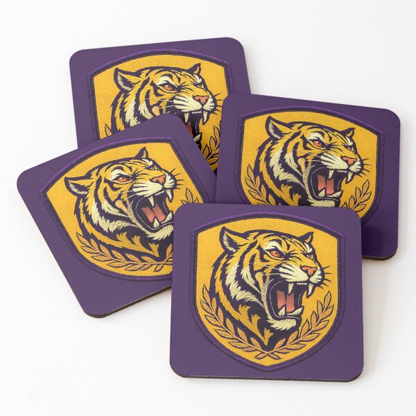Item preview, Purple and Gold Tiger Head Shield Heraldry Patch Baton Rouge Louisiana designed and sold by LIBERTYMODE.