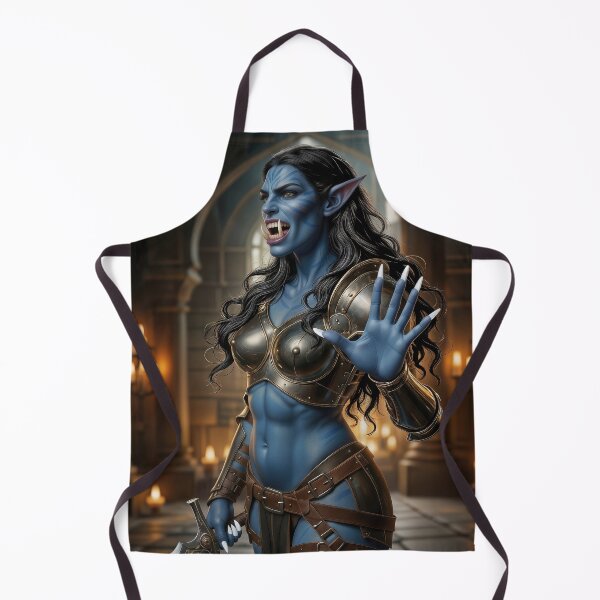 Item preview, Grazna Bloodhowl: Fierce Blue Orc Warrior - Skyrim Inspired Fantasy Art designed and sold by MOCMOR.