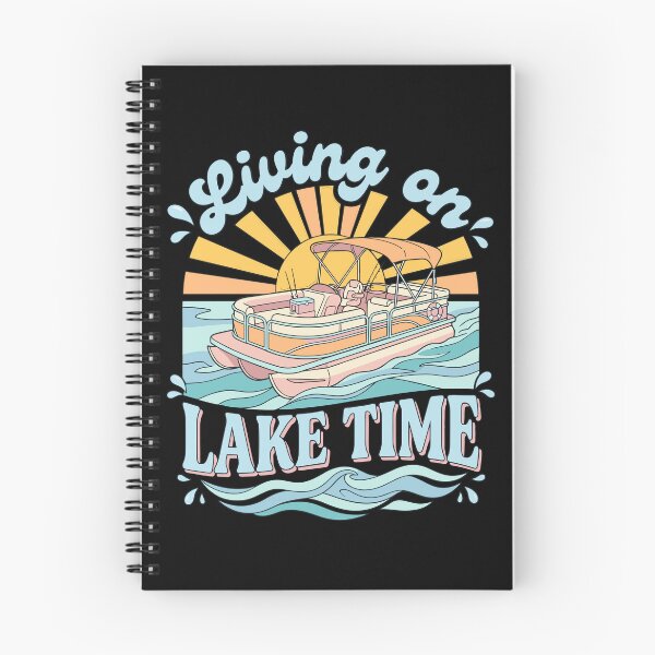Item preview, Living On Lake Time Retro Pontoon Boat Sunrise designed and sold by KroghDs.