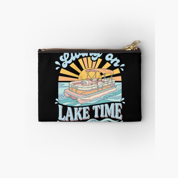 Item preview, Living On Lake Time Retro Pontoon Boat Sunrise designed and sold by KroghDs.