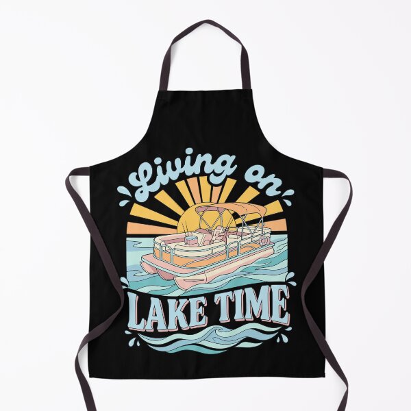 Item preview, Living On Lake Time Retro Pontoon Boat Sunrise designed and sold by KroghDs.