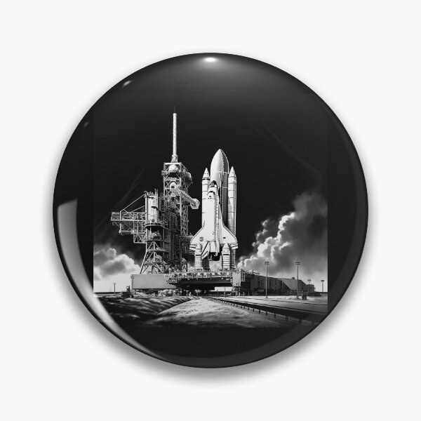 Item preview, Black and White Space Shuttle Launch Pad – NASA Inspired Rocket Art designed and sold by inkoutninja.